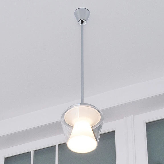 Apparecchio a sospensione Annex M LED con paralume in vetro e riflettore interno