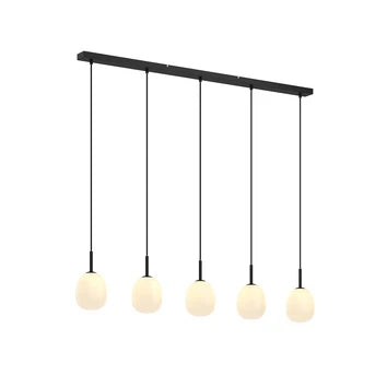 Lindby Etiena sospensione 5 luci, vetro opale